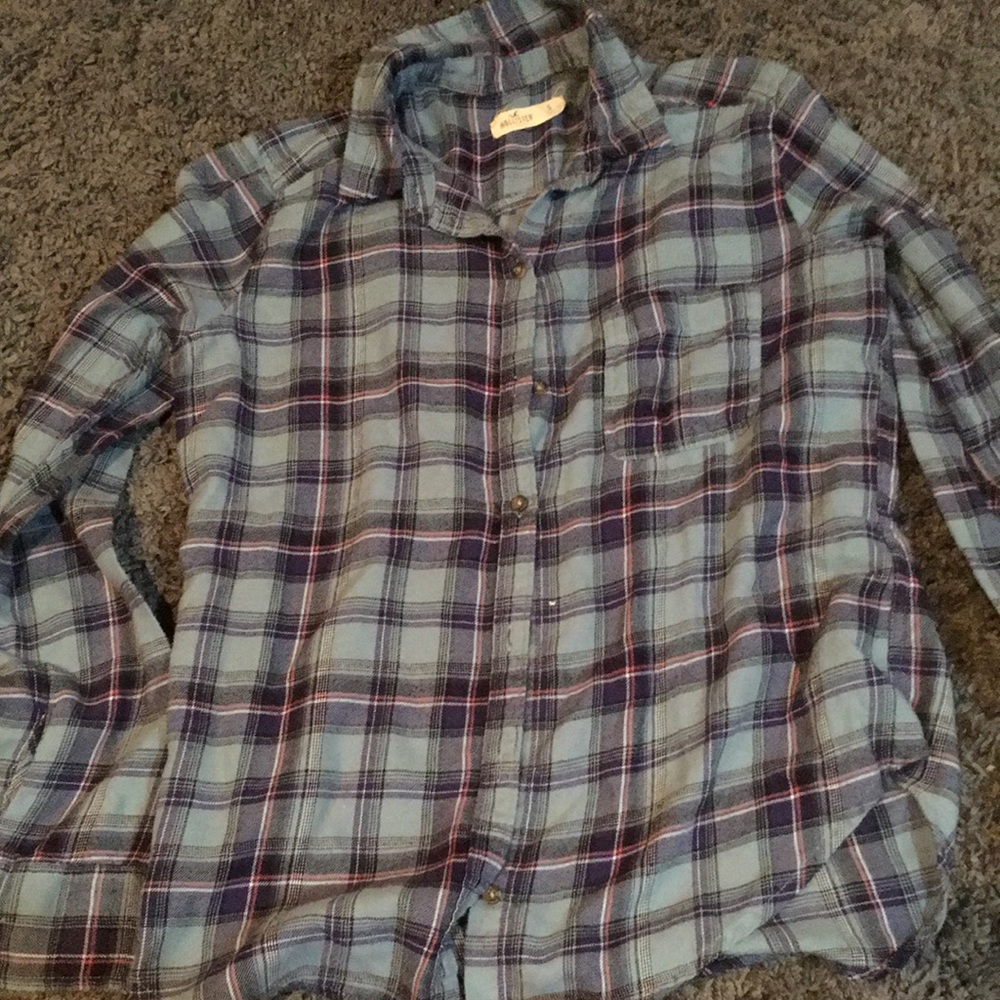 2 plaid teen shirts j crew and hollister